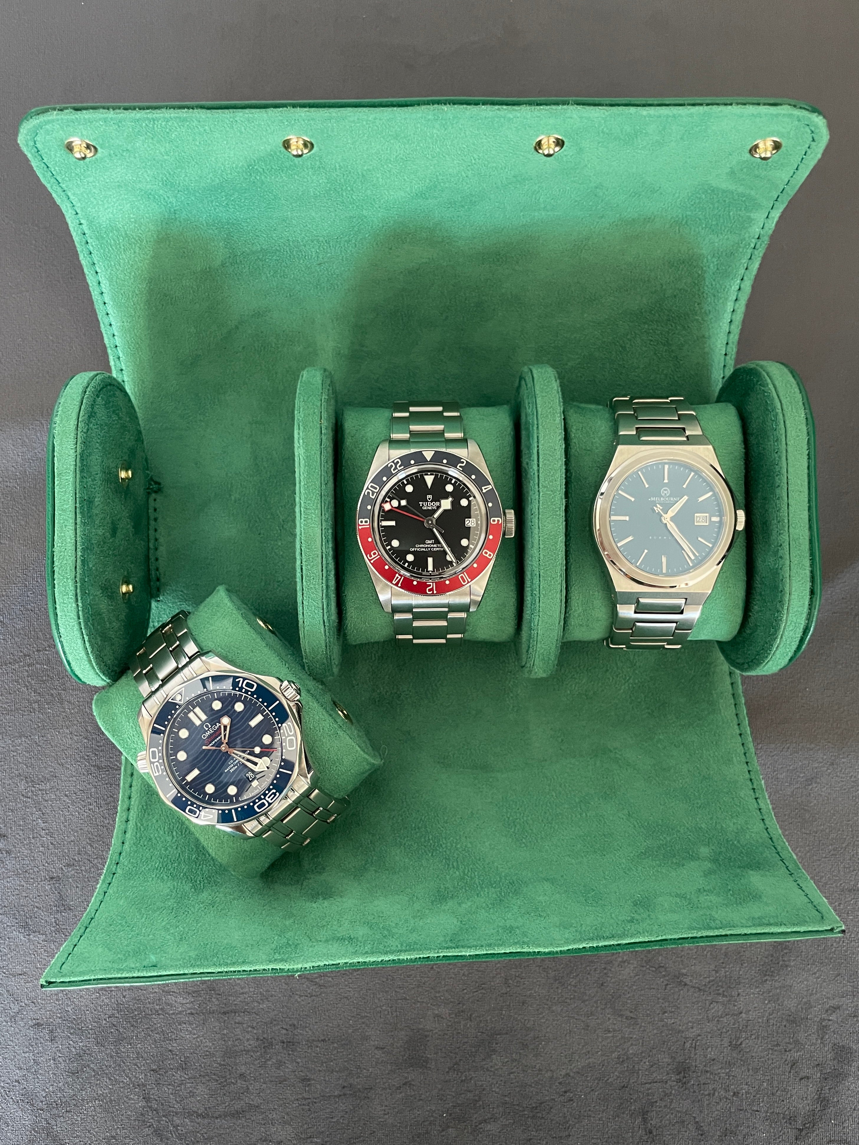 Green Leather ZEALANDE® Watch Rolls