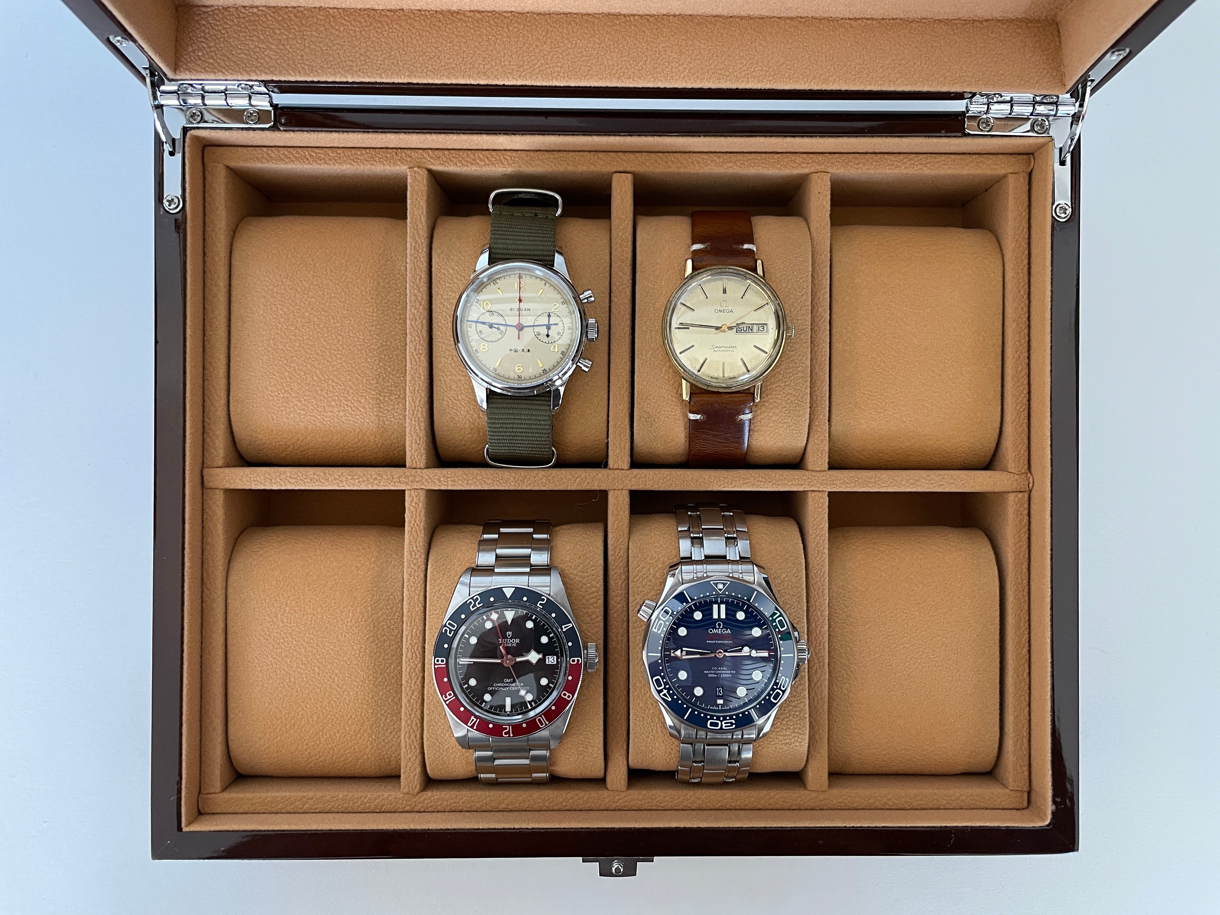 Wooden watch display on sale case