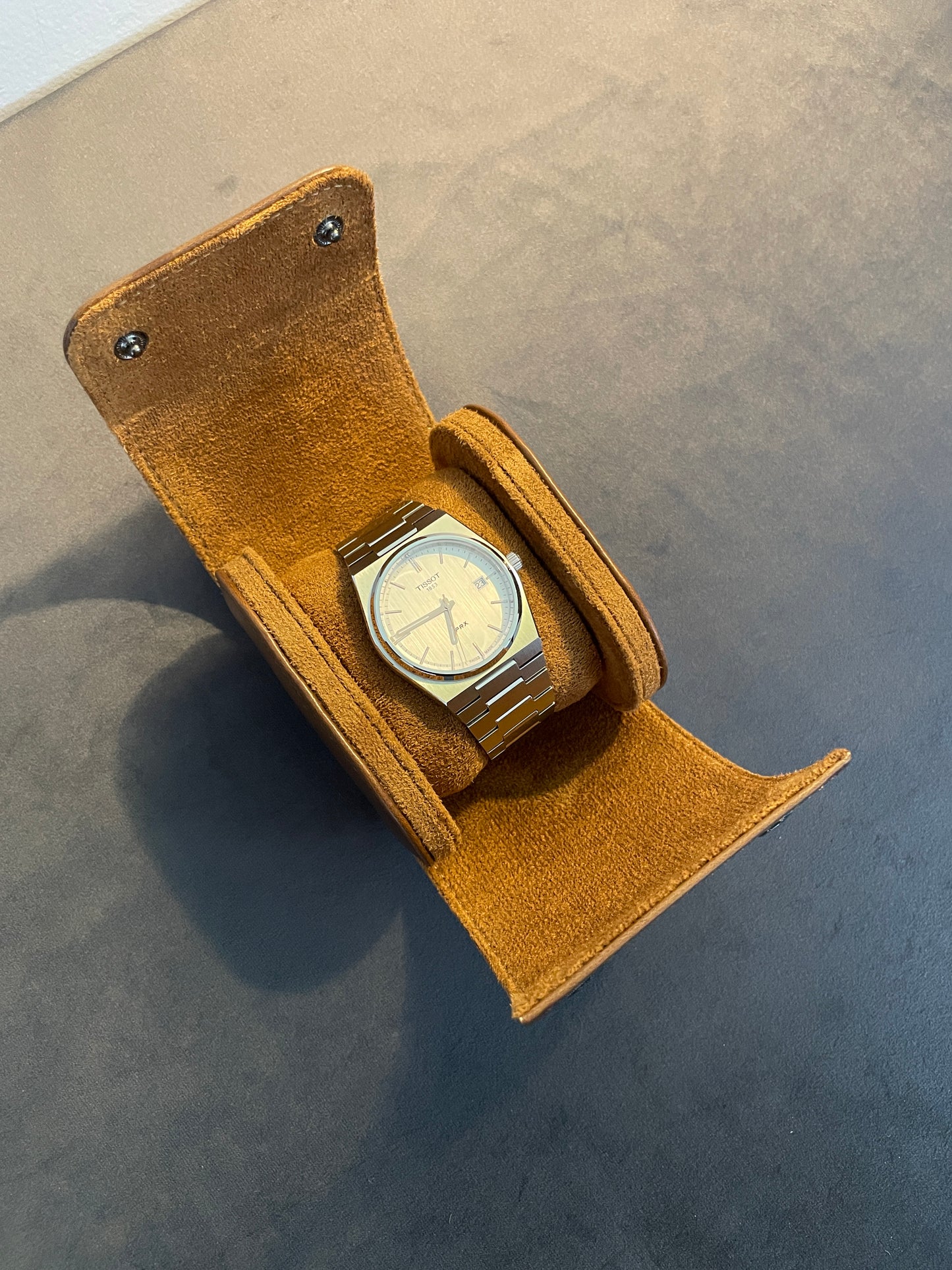 Tan Leather Watch Roll 1, 2 and 3 Slot