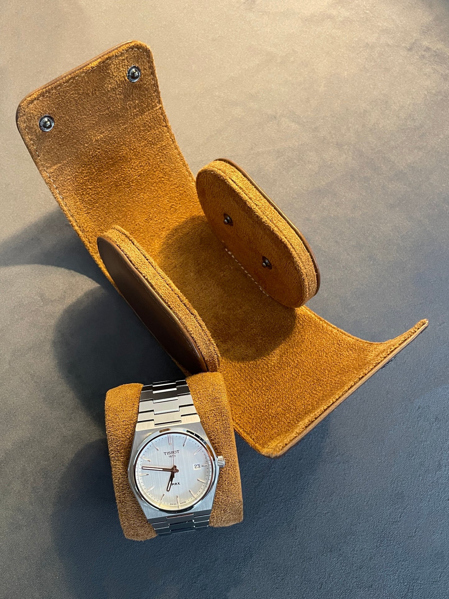 Tan Leather Watch Roll 1, 2 and 3 Slot