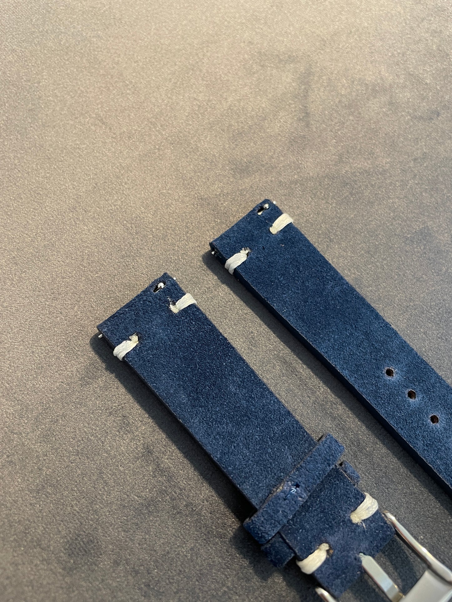 Blue Suede Double Stitch Strap 18mm, 20mm, 22mm