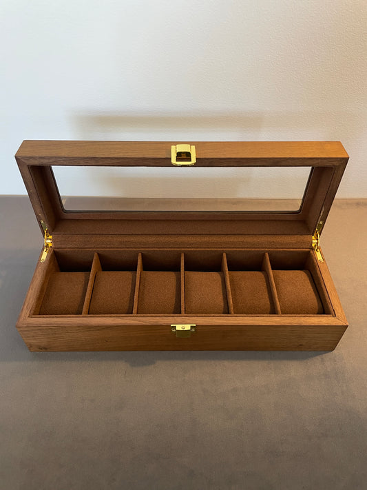 Wooden Watch Display Case 6 Slot