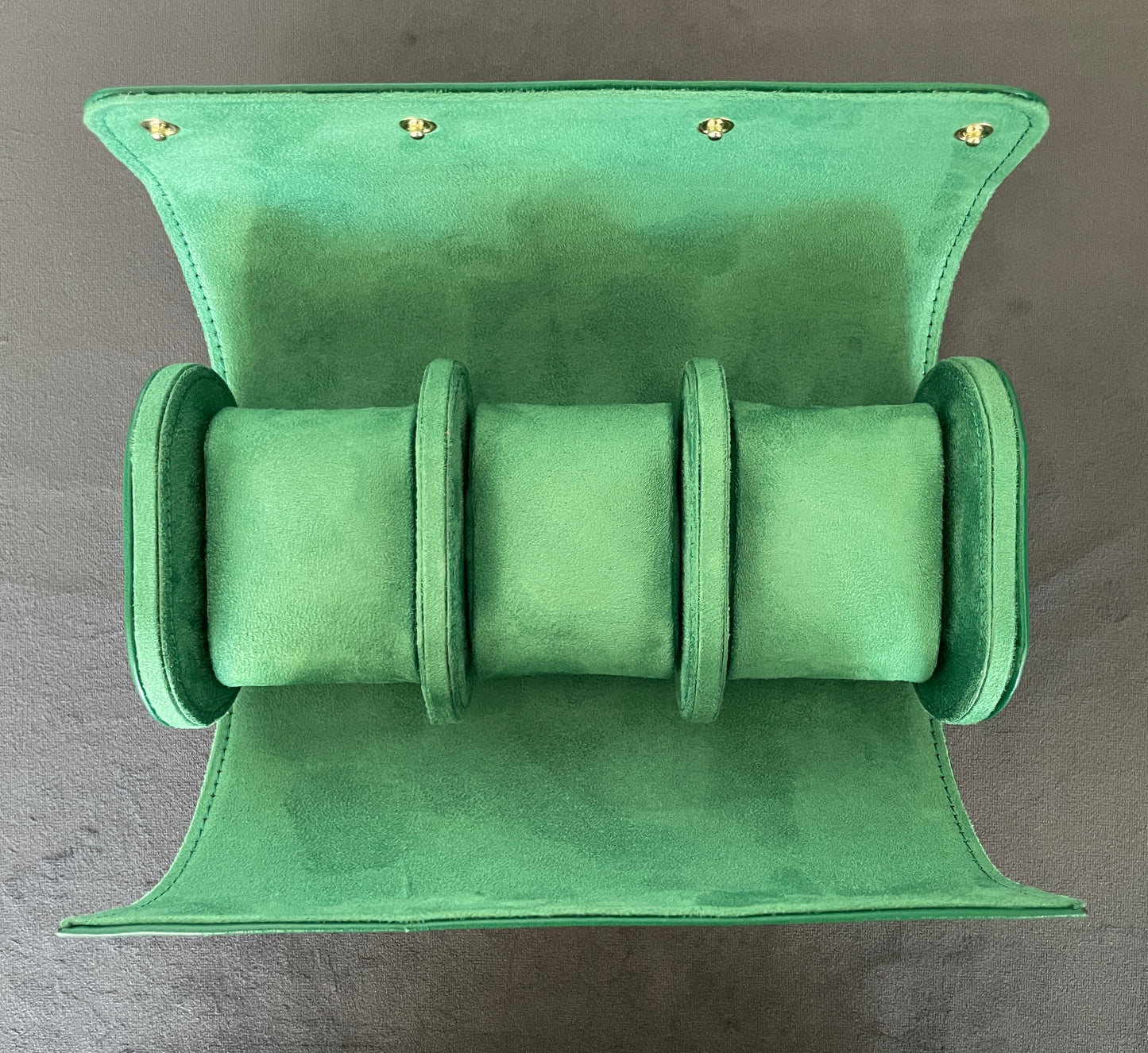 Green Leather Watch Roll 1, 2 and 3 Slot