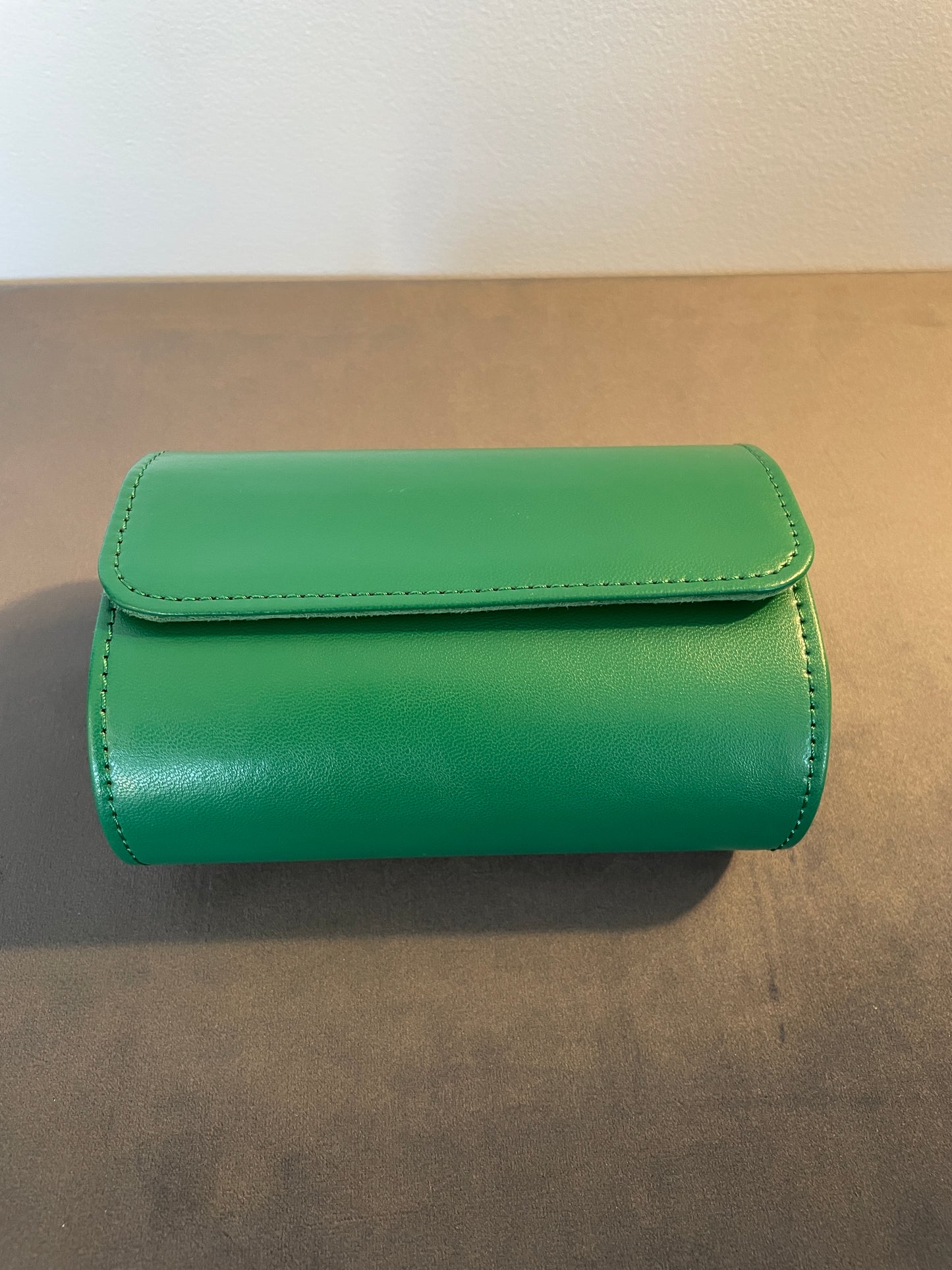 Green Leather Watch Roll 1, 2 and 3 Slot