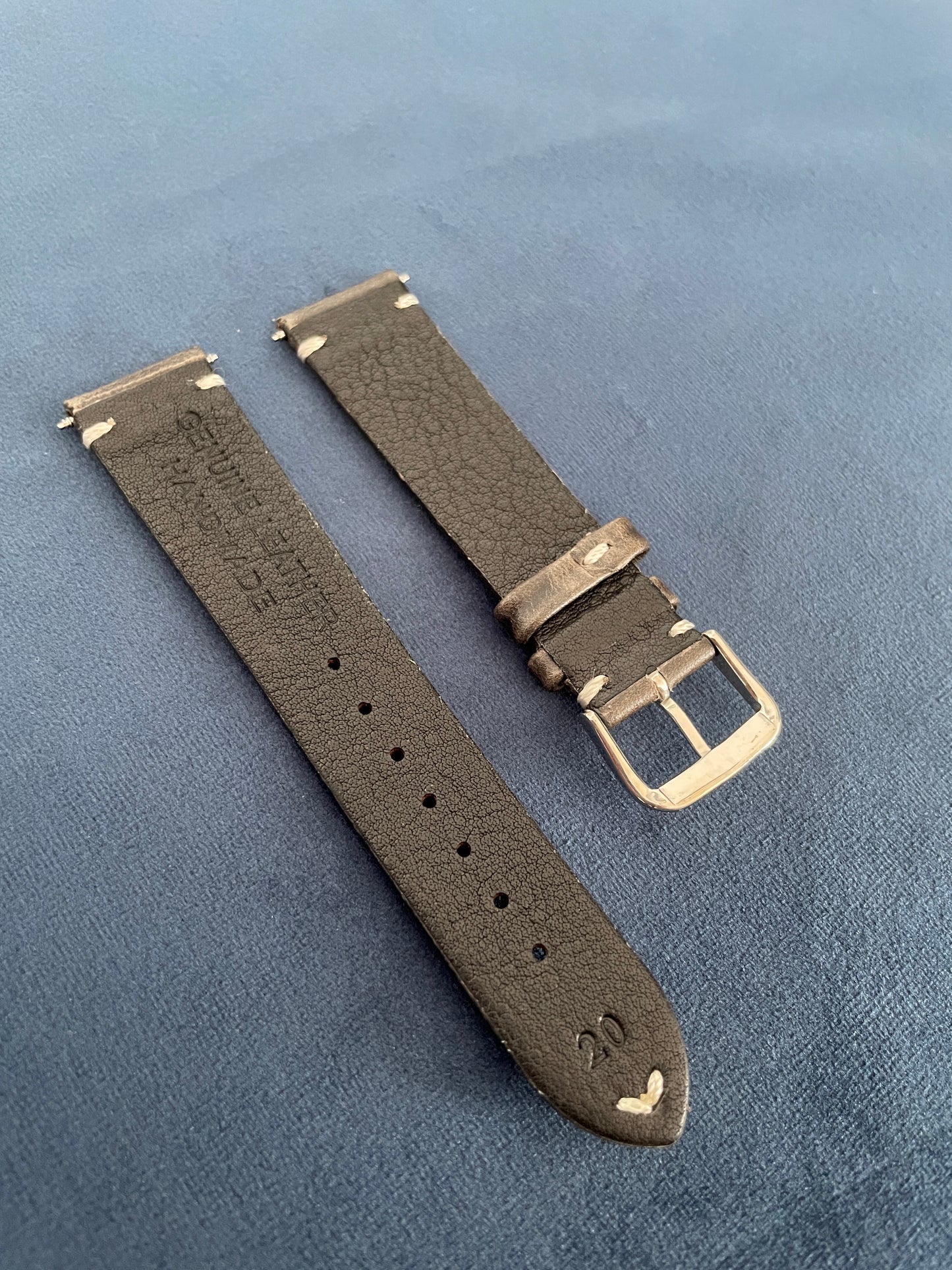 Black Horween Leather Strap 18mm, 19mm, 20mm, 21mm 22mm