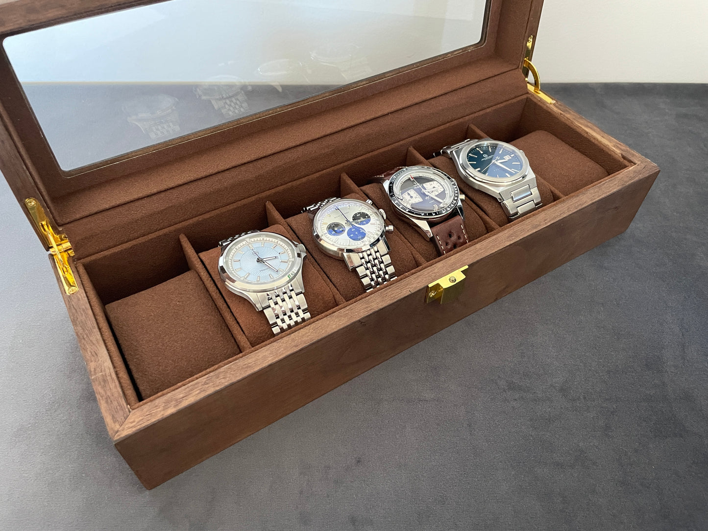 Wooden Watch Display Case 6 Slot